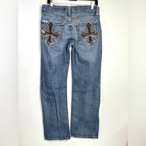 ARIAT MENS DISTRESSED LOW RISE STRAIGHT LEG DENIM JEANS SZ. 31/32. #2